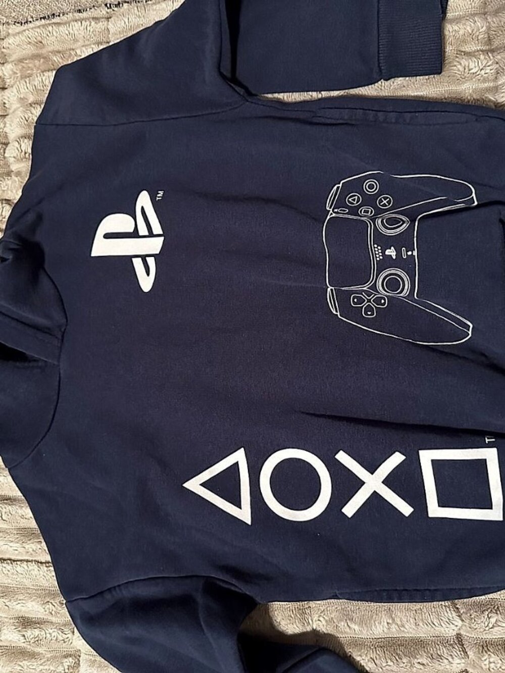 PlayStation Children's Pullover Hooded Sweatshirt, Navy with White Shape Symbols